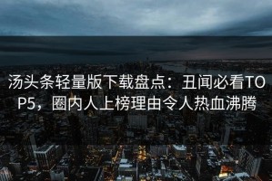 汤头条轻量版下载盘点：丑闻必看TOP5，圈内人上榜理由令人热血沸腾