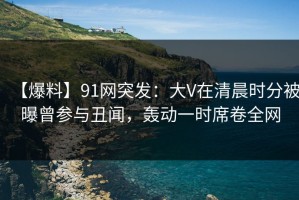 【爆料】91网突发：大V在清晨时分被曝曾参与丑闻，轰动一时席卷全网