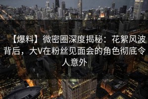 【爆料】微密圈深度揭秘：花絮风波背后，大V在粉丝见面会的角色彻底令人意外