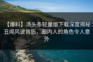 【爆料】汤头条轻量版下载深度揭秘：丑闻风波背后，圈内人的角色令人意外