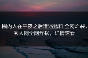 圈内人在午夜之后遭遇猛料 全网炸裂，秀人网全网炸锅，详情速看