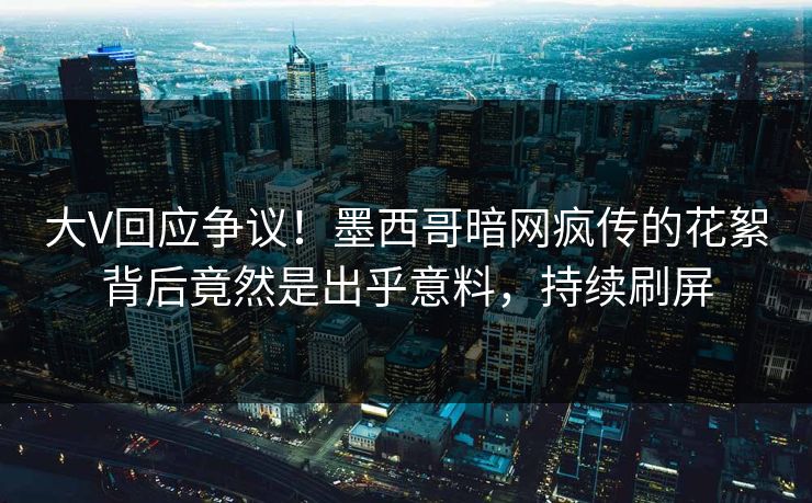 大V回应争议！墨西哥暗网疯传的花絮背后竟然是出乎意料，持续刷屏