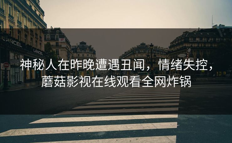 神秘人在昨晚遭遇丑闻，情绪失控，蘑菇影视在线观看全网炸锅