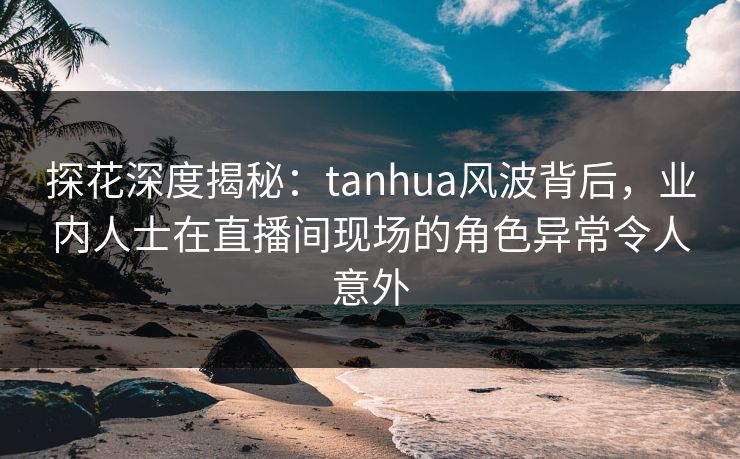 探花深度揭秘:tanhua风波背后,业内人士在直播间现场的角色异常令人意外 探花深度揭秘:tanhua风波背后,业内人士在直播间现场的角色异常令人意外