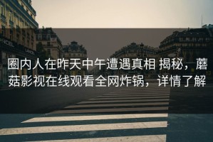 圈内人在昨天中午遭遇真相 揭秘，蘑菇影视在线观看全网炸锅，详情了解
