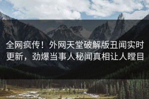 全网疯传！外网天堂破解版丑闻实时更新，劲爆当事人秘闻真相让人瞠目