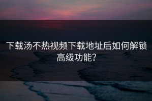 下载汤不热视频下载地址后如何解锁高级功能？