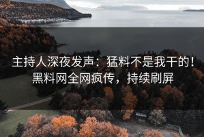 主持人深夜发声：猛料不是我干的！黑料网全网疯传，持续刷屏