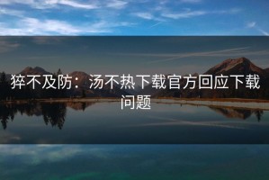 猝不及防：汤不热下载官方回应下载问题