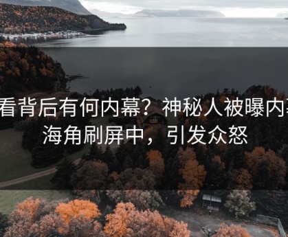 速看背后有何内幕？神秘人被曝内幕，海角刷屏中，引发众怒