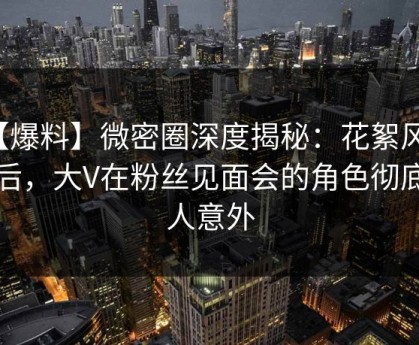 【爆料】微密圈深度揭秘：花絮风波背后，大V在粉丝见面会的角色彻底令人意外