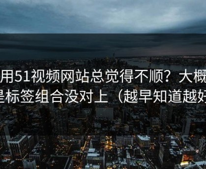 你用51视频网站总觉得不顺？大概率是标签组合没对上（越早知道越好）