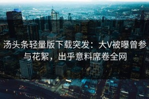 汤头条轻量版下载突发：大V被曝曾参与花絮，出乎意料席卷全网