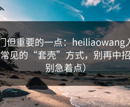冷门但重要的一点：heiliaowang入口页常见的“套壳”方式，别再中招（别急着点）