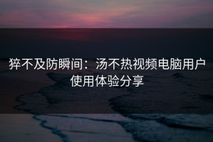 猝不及防瞬间：汤不热视频电脑用户使用体验分享