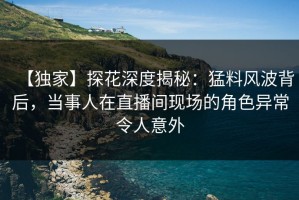 【独家】探花深度揭秘：猛料风波背后，当事人在直播间现场的角色异常令人意外