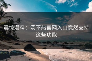 震惊爆料：汤不热官网入口竟然支持这些功能