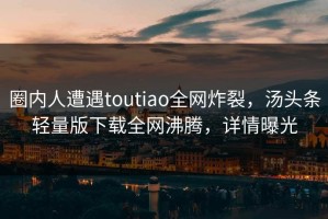 圈内人遭遇toutiao全网炸裂，汤头条轻量版下载全网沸腾，详情曝光