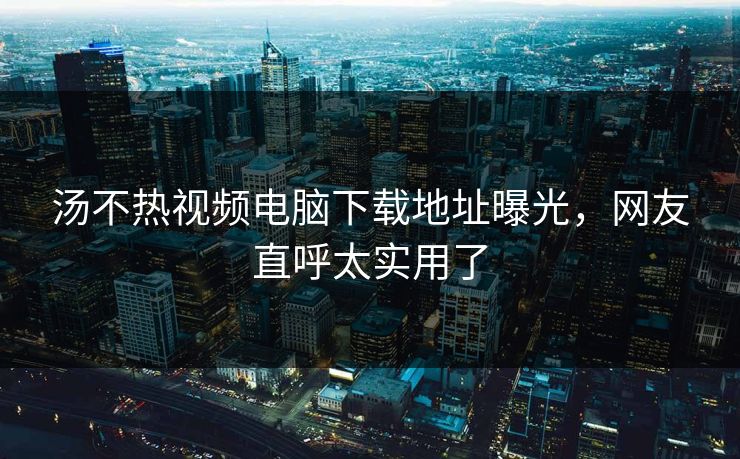 汤不热视频电脑下载地址曝光，网友直呼太实用了