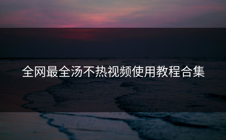 全网最全汤不热视频使用教程合集