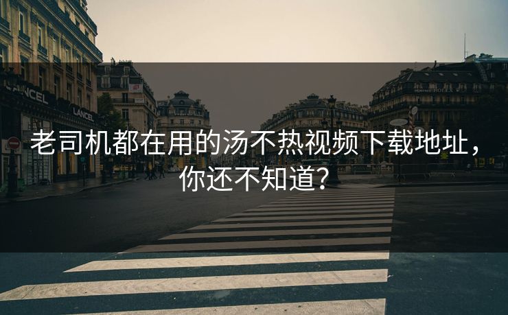 老司机都在用的汤不热视频下载地址，你还不知道？