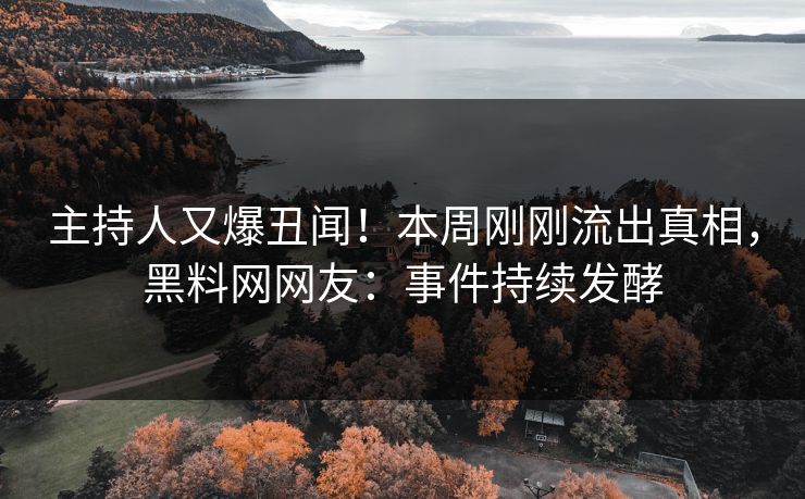 主持人又爆丑闻！本周刚刚流出真相，黑料网网友：事件持续发酵
