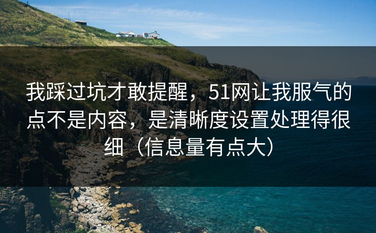 我踩过坑才敢提醒,51网让我服气的点不是内容,是清晰度设置处理得很细(信息量有点大) 我踩过坑才敢提醒,51网让我服气的点不是内容,是清晰度设置处理得很细(信息量有点大)